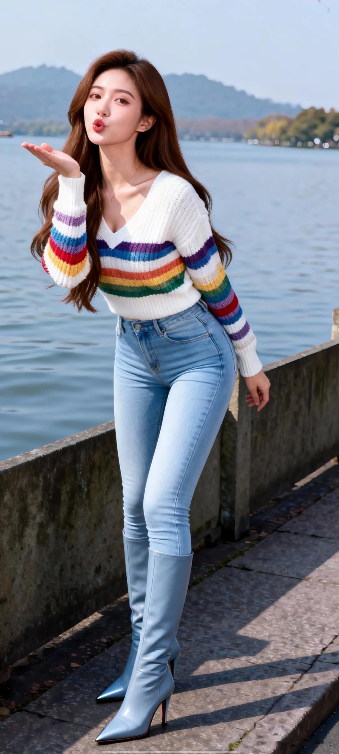 水边轻舞袖，彩虹映波光。来分享下你眼中的倾城美人吧！