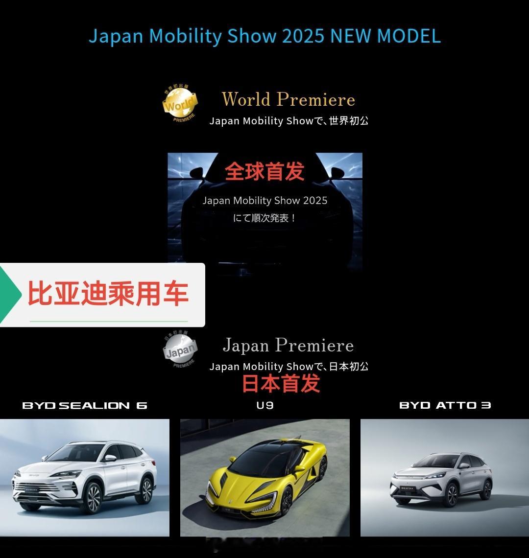 2025日本东京车展即将于10月30日开幕，比亚迪日本今日公布首发新车型相关信息