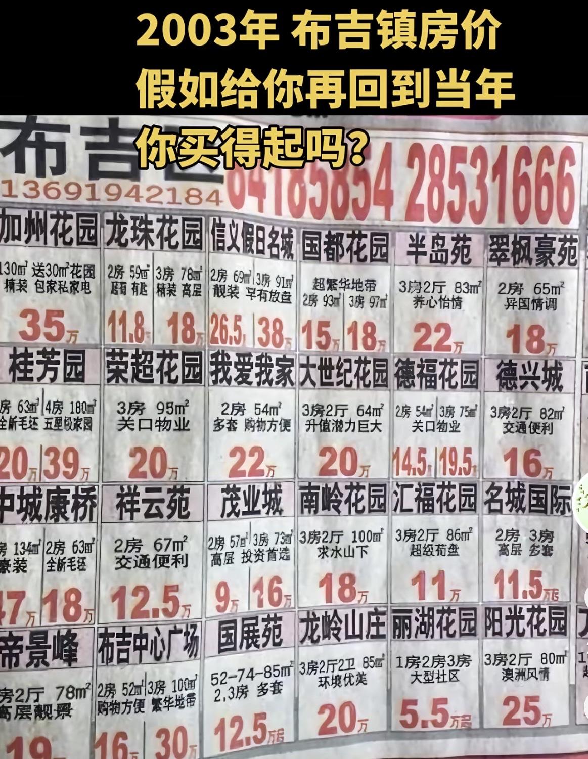 深圳布吉，看了下，最便宜的9万一套！57平的两房！不过是23年前了