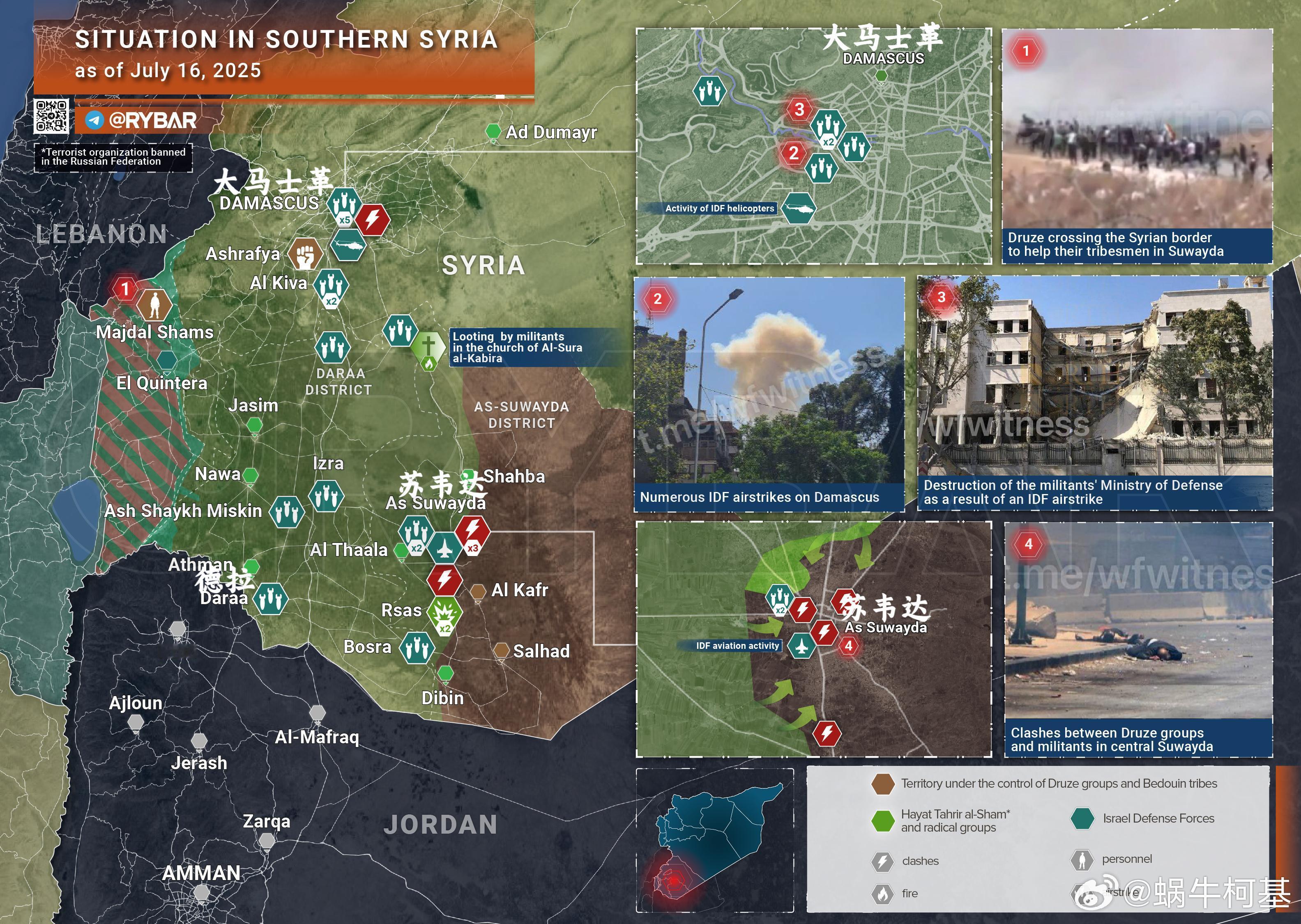 继续更新苏韦达情况2025年7月16日的叙利亚南部局势，当地德鲁兹派团体与“新政