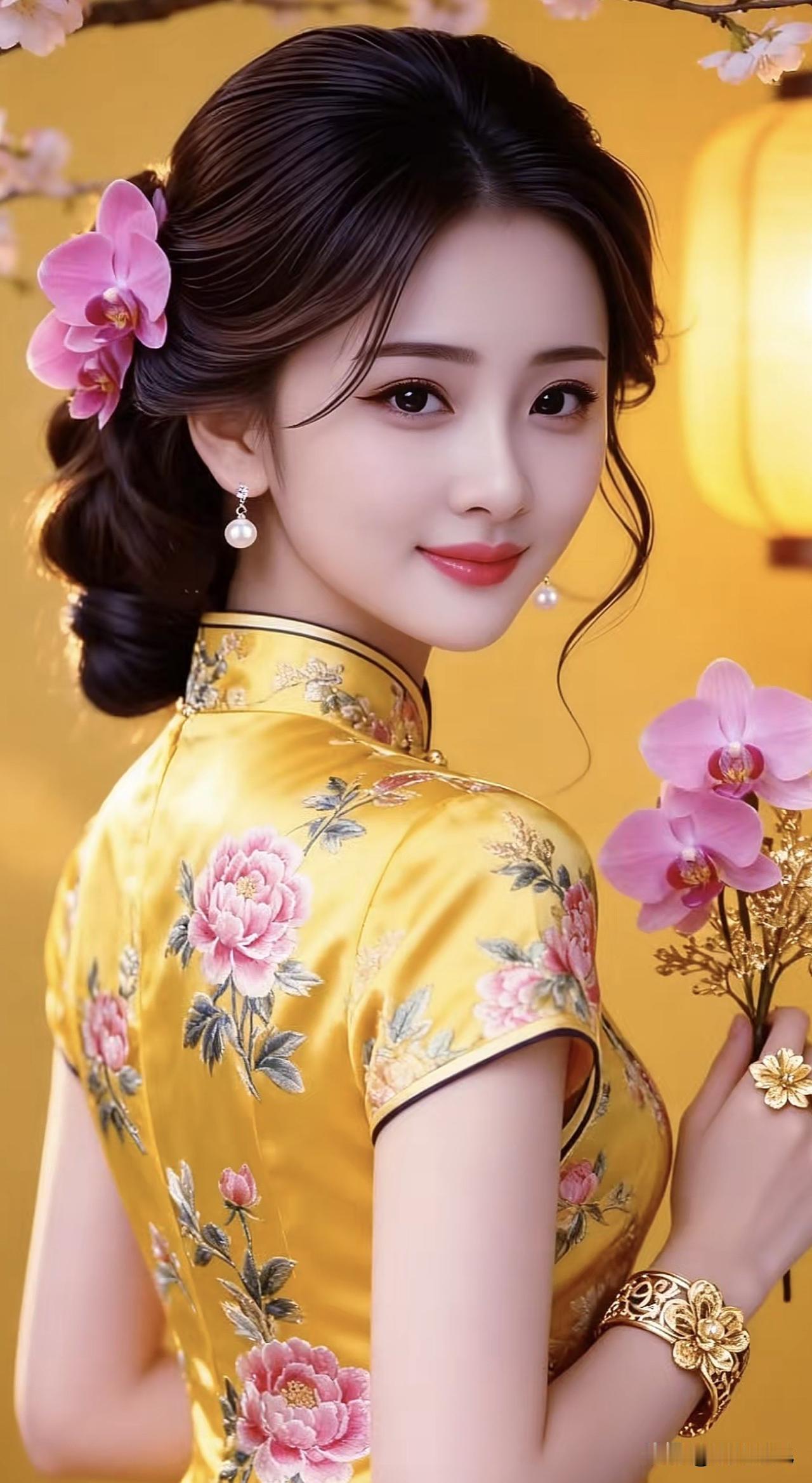 优雅旗袍美人，花间漫步，韵味十足！🌸💃旗袍风景写真旗袍美人照旗袍街景照