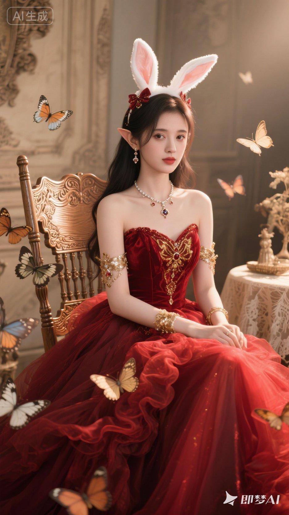 梦幻仙境中的红衣公主，童话般的美丽与优雅