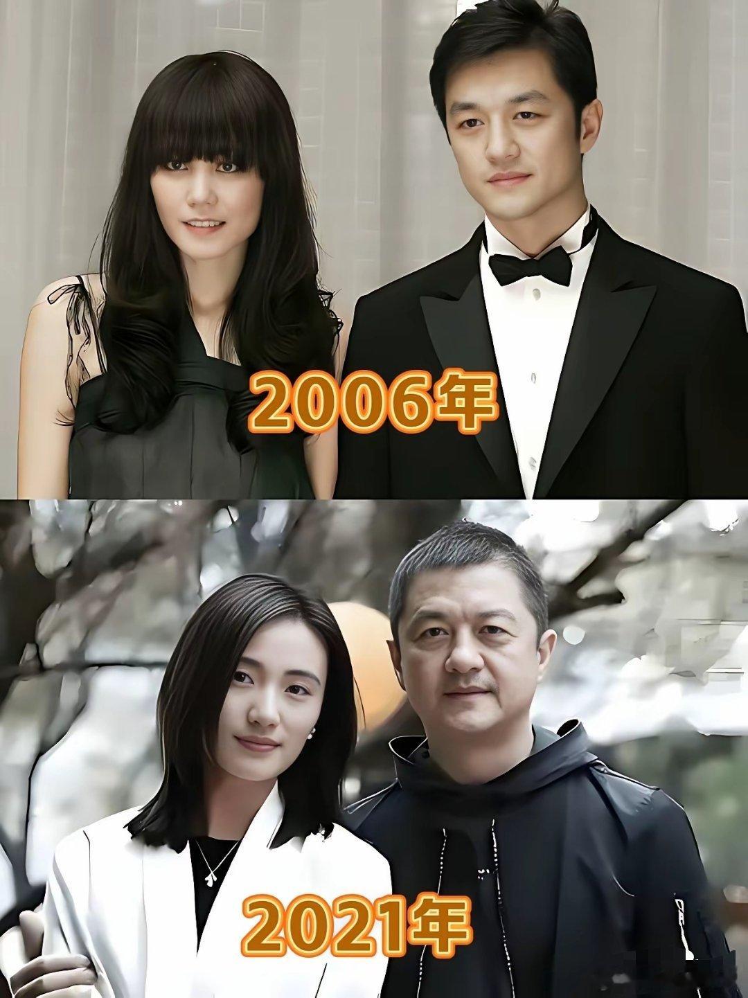 这是一张跨越15年的对比照。⬆️上图是35岁的李亚鹏和37岁的王菲。⬇️下图是5