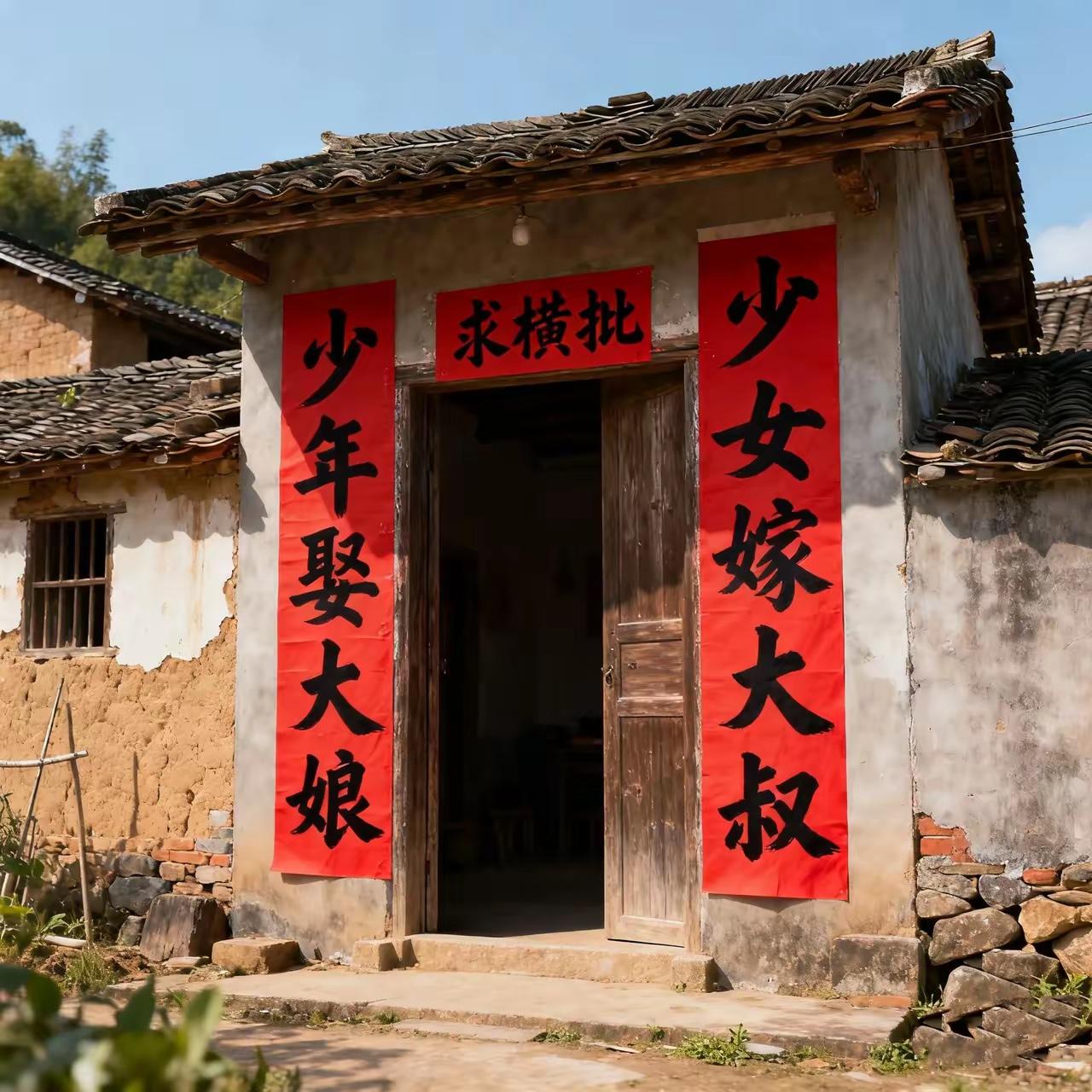 今天看了一副对联，上联：少女嫁大叔下联：少年娶大娘横批～缺了横批的对联，