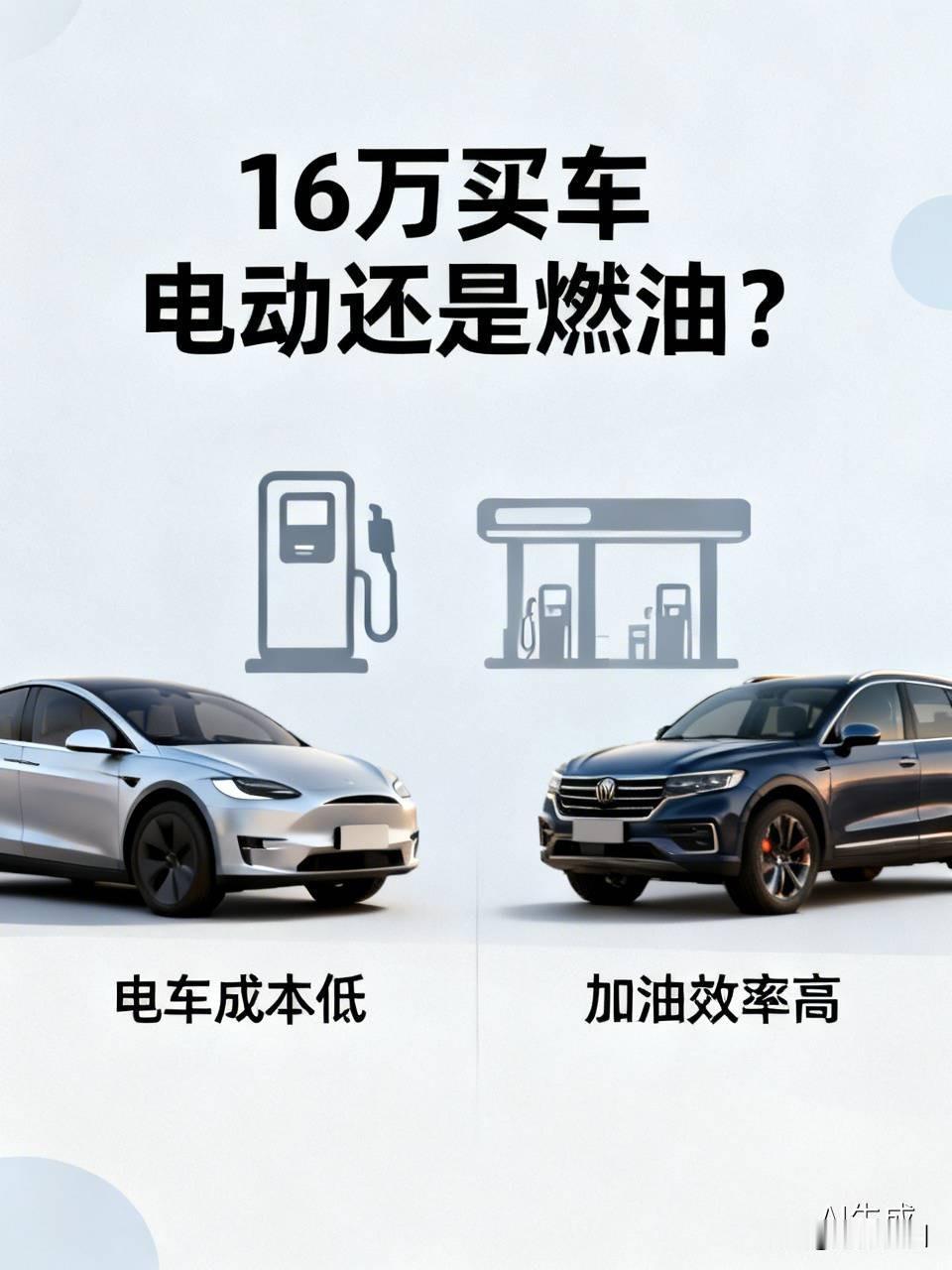 16万买车电动还是燃油?16万买车，选电动还是燃油，真是个纠结的事儿。从成本