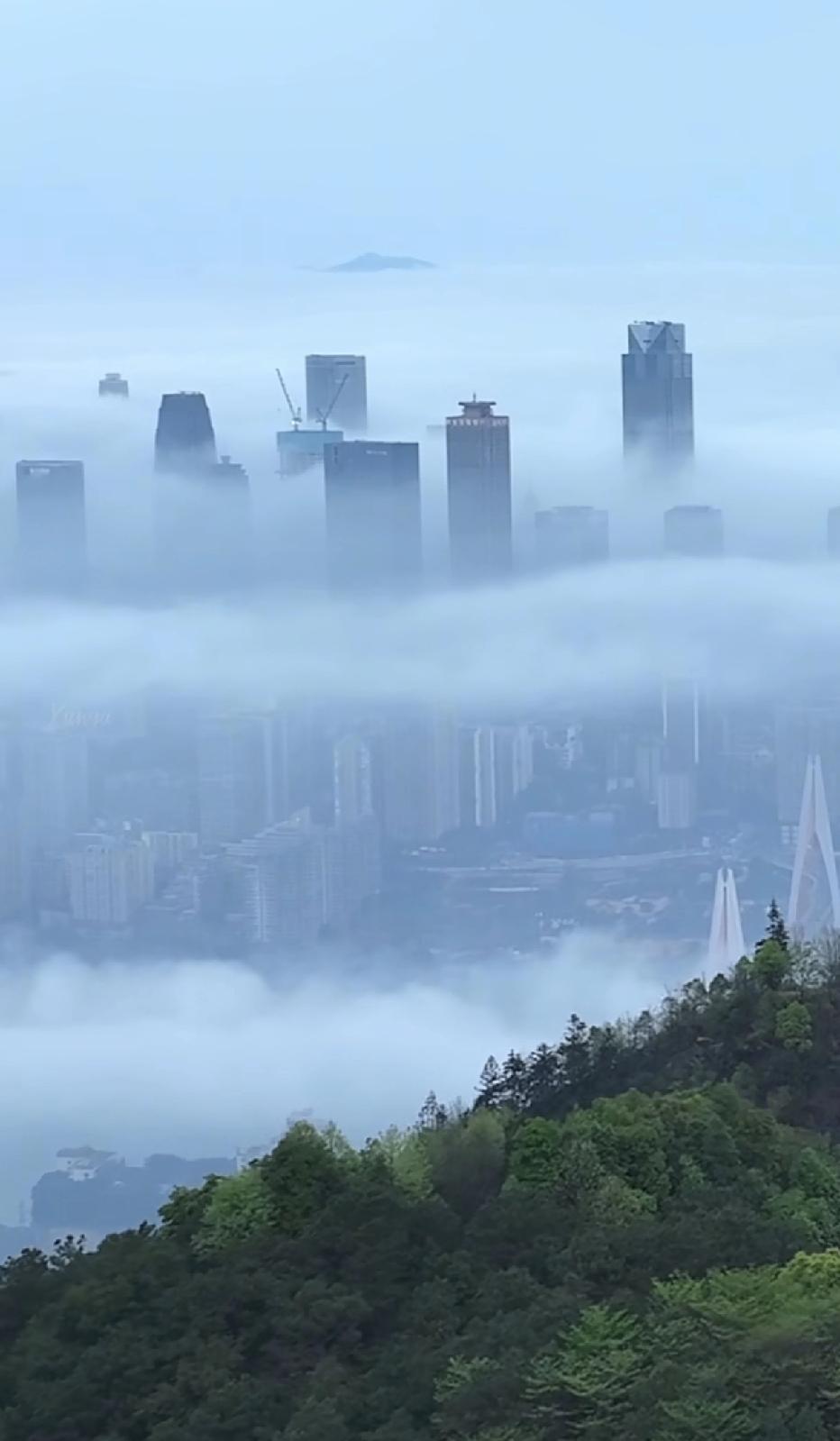 重庆的雾，是山与江的私语。它裹着嘉陵江的水汽，漫过洪崖洞的霓虹，钻进老巷子的青石