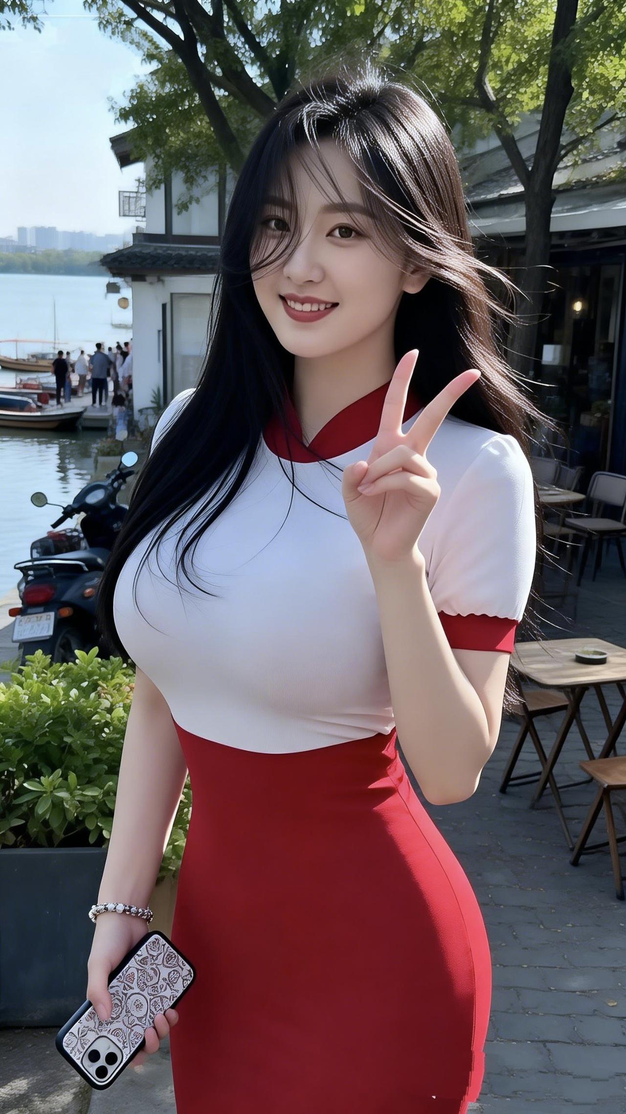 《江南旗袍》风从湖面牵起你的发梢把江南的软揉进眉眼的笑红白旗袍裁成半