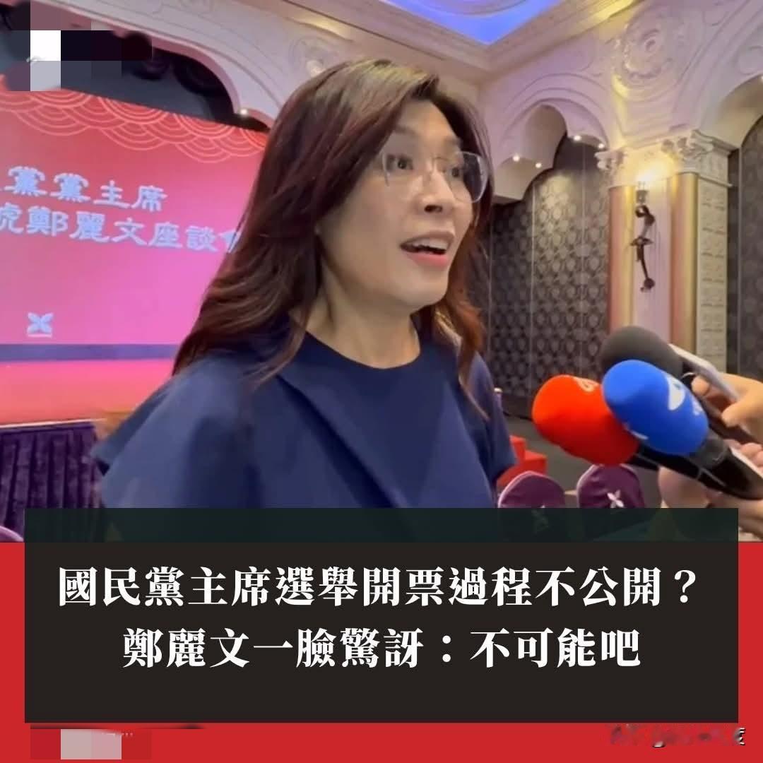国民党又曝惊天丑闻？主席选举开票过程不公开？郑丽文闻后一脸惊鄂：不可能吧！国民党