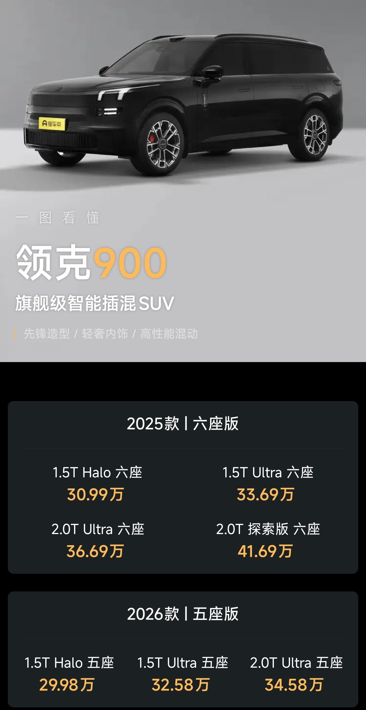 同为大五座，乐道L80和领克900，谁更有可能爆款？一、定位与价格乐道