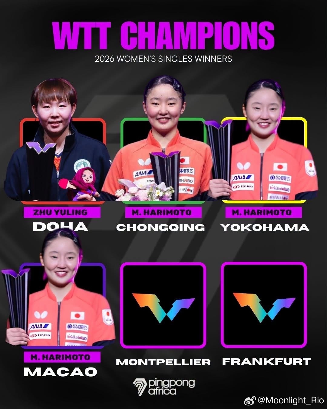 今年已经举办的四站WTT冠军赛冠军们🏆wtt​​​