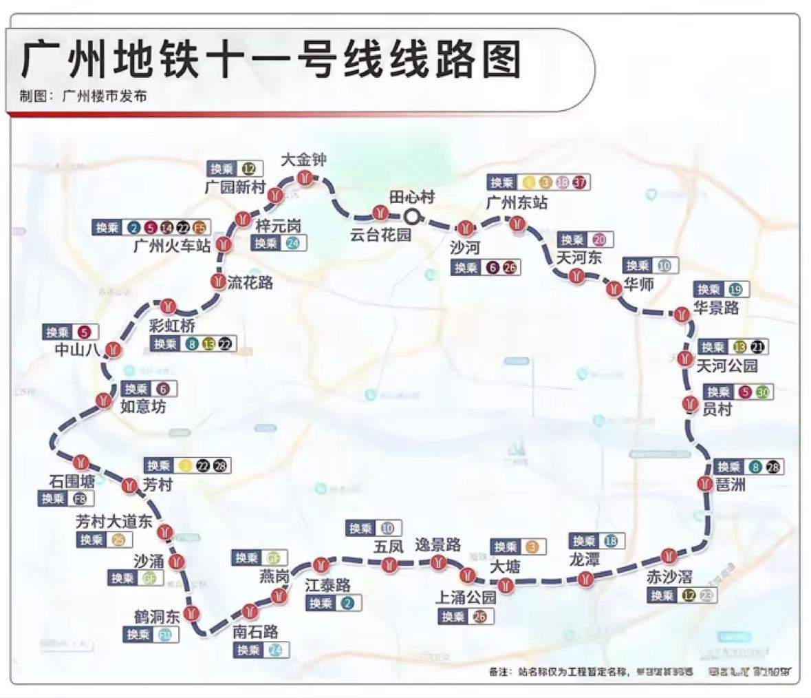 “换乘王”—广州地铁11号线广州地铁11号线是粤港澳大湾区首条地铁环线，于2