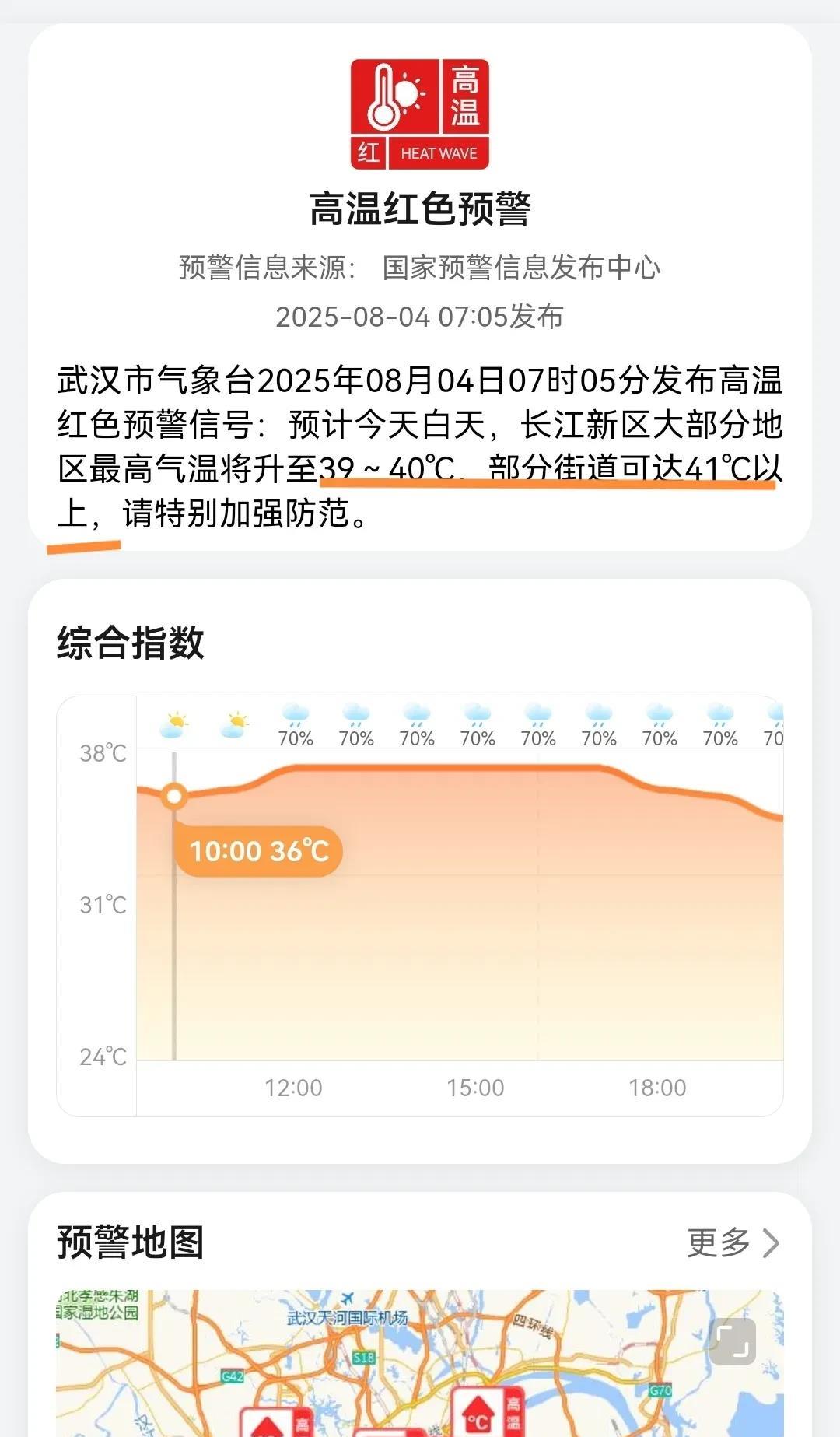 破天荒少见！武汉天气预报竟然敢报41度了！40度一直是天气预报的一个槛，一般报