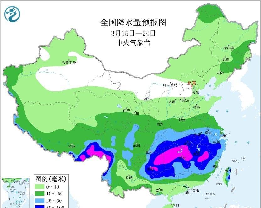 未来江南地区的雨水很多很多，不少地区的累计降水量将在100毫米以上。​​​