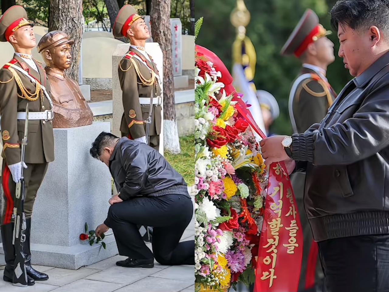 金正恩单膝跪地！缅怀毛岸英烈士的画面，瞬间被这份跨越国界的敬意打动，这不是简