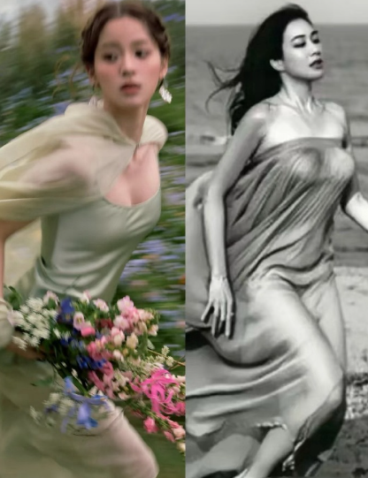 欧阳娜娜和钟丽缇这两组照片好像啊，身材好绝！跑起步来居然都这么有美感​​​