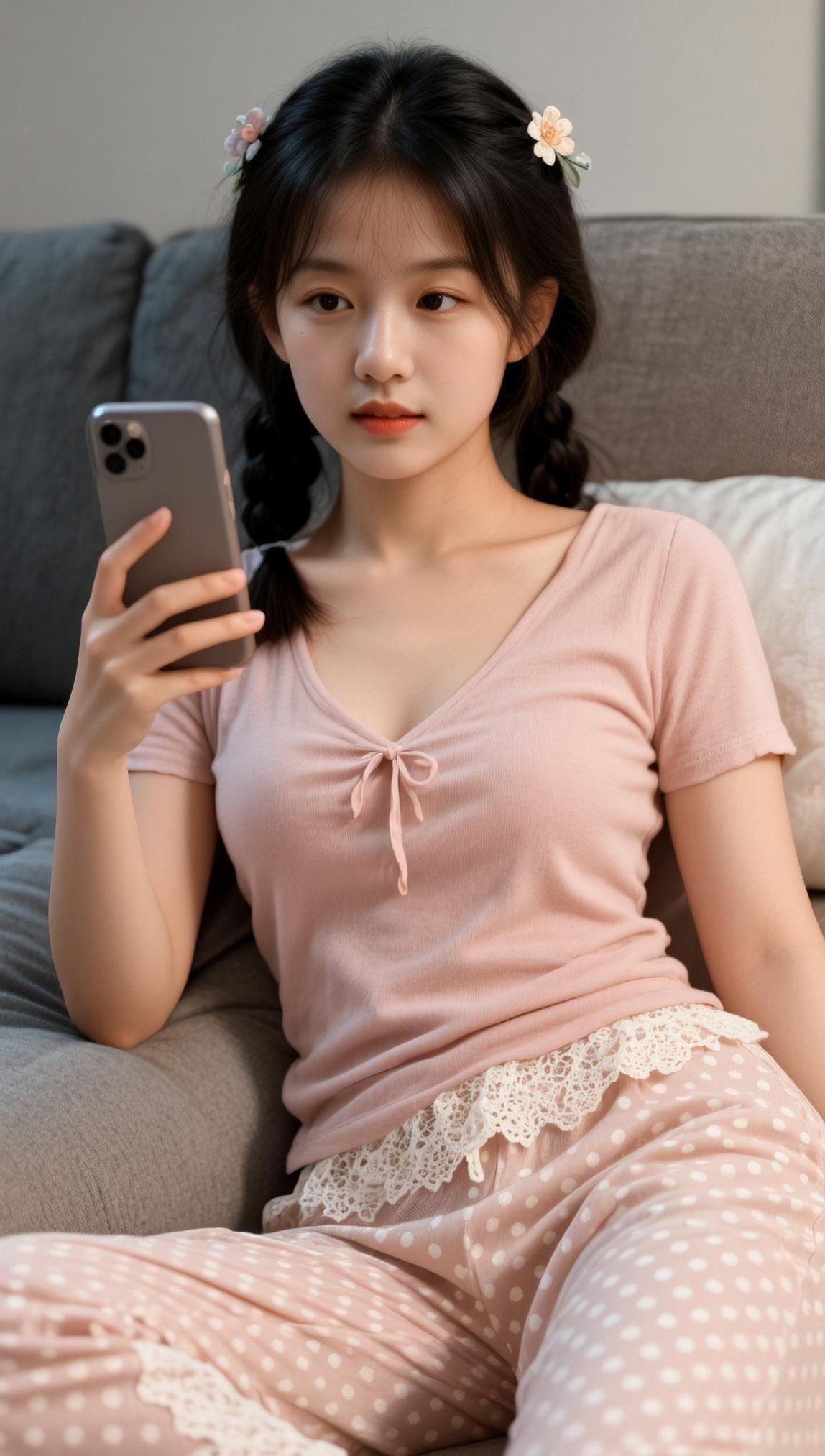 居家自拍照甜系女孩