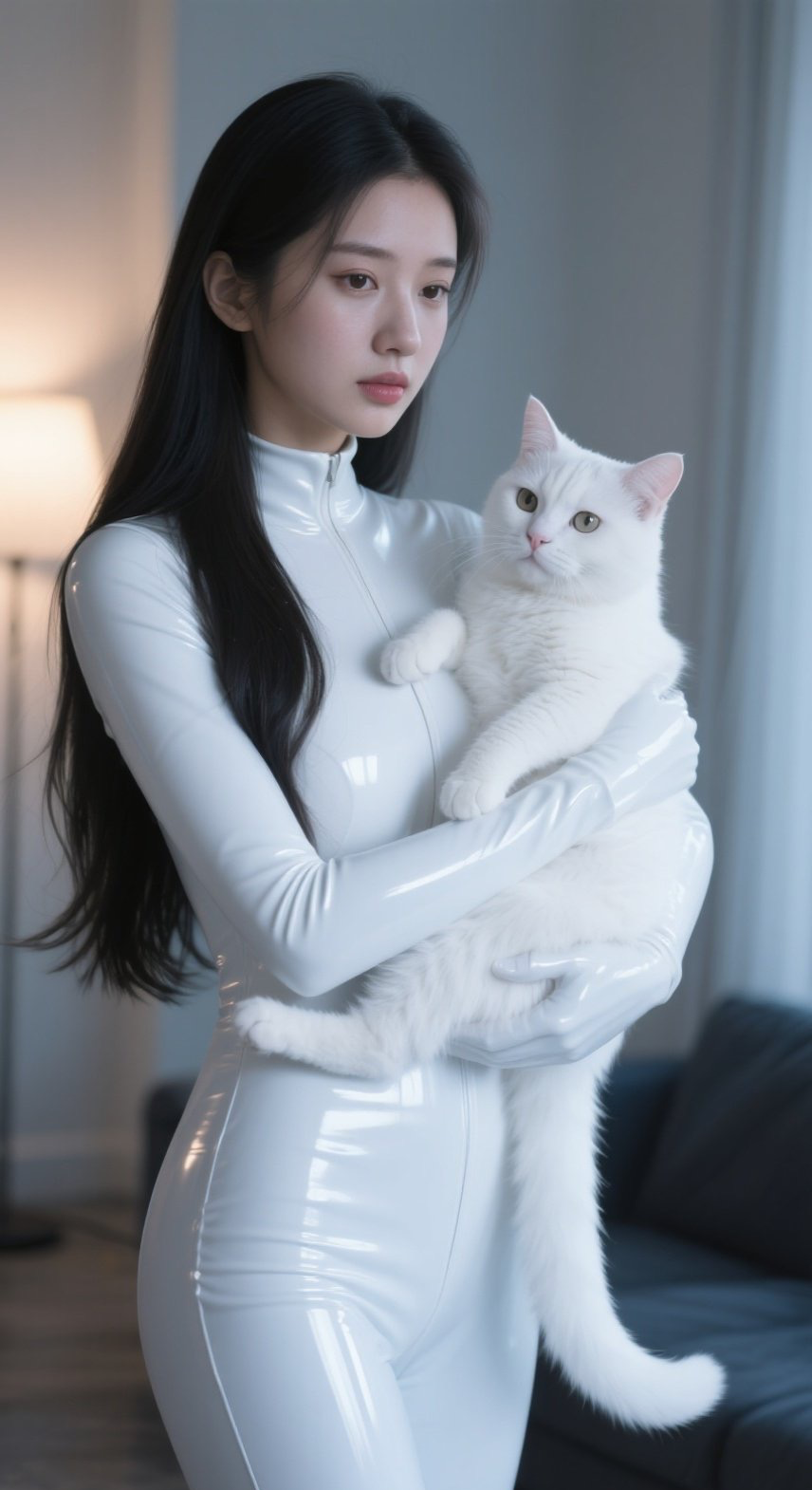武装少女轻抚猫咪，铁血柔情完美结合