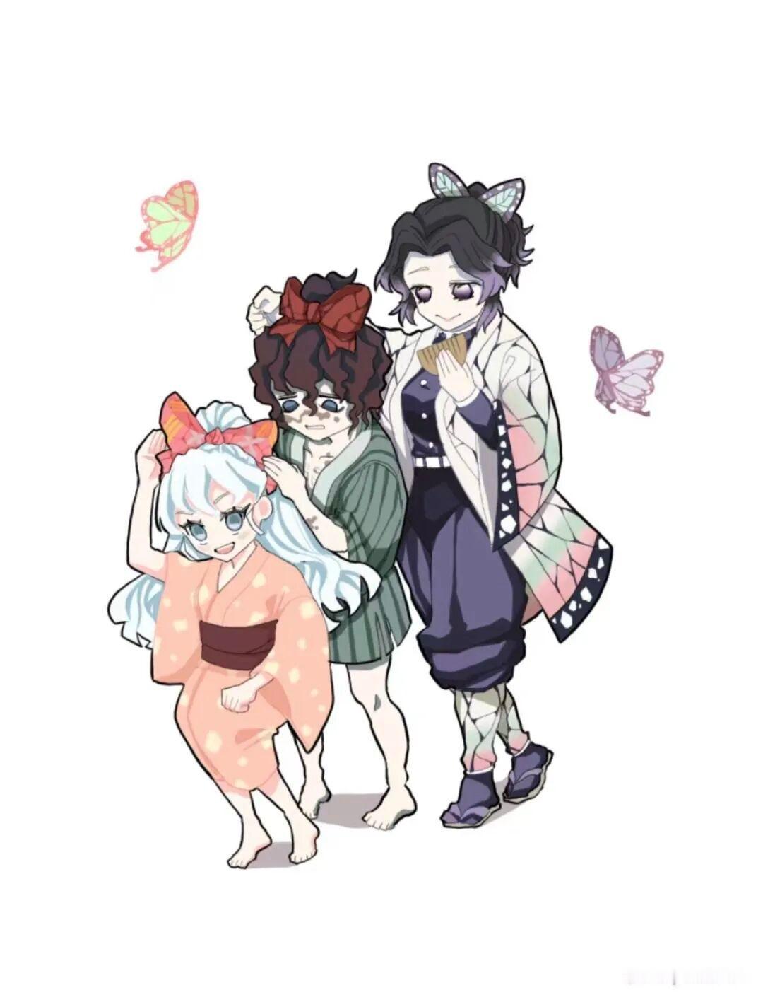 鬼灭之刃九柱和妓夫太郎、小梅的互动日常。太温馨了～ccrkawayama24