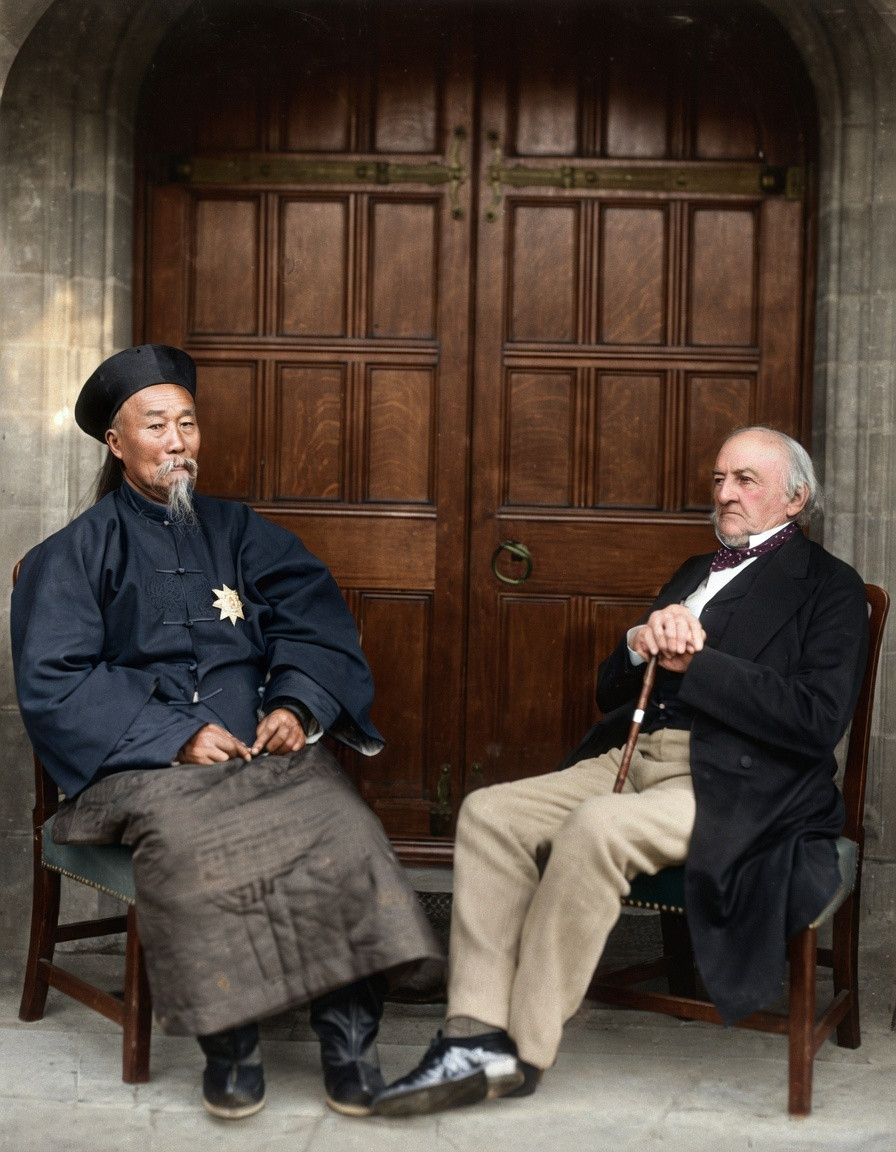 1896年8月16日，英国前首相威廉·尤尔特·格莱斯顿位于霍瓦登的乡间宅邸。两位