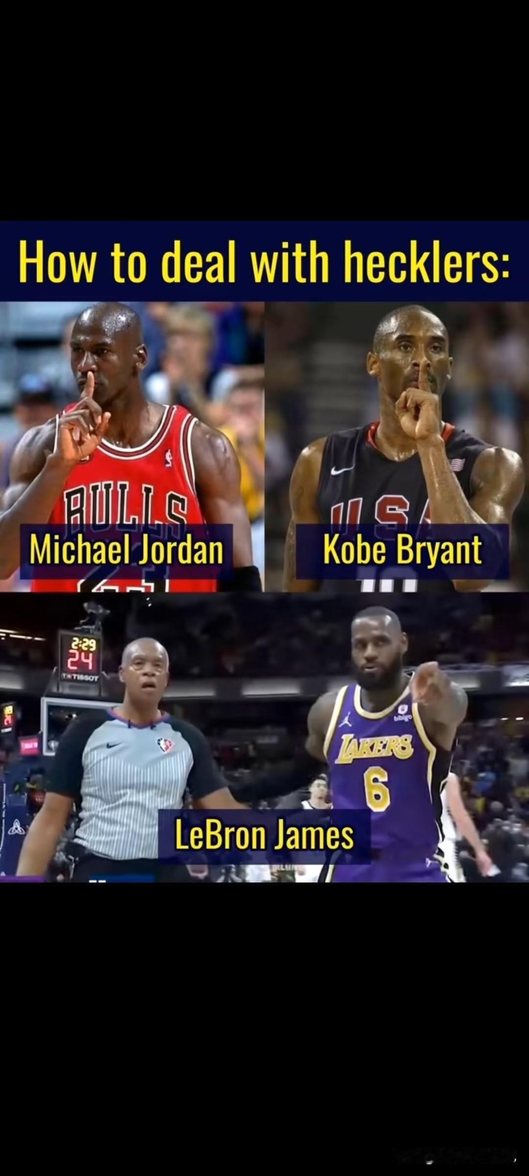 有球迷表示：当看惯了乔丹、科比铁血硬汉、不服打到你服的真男人表现之后，很难再对詹