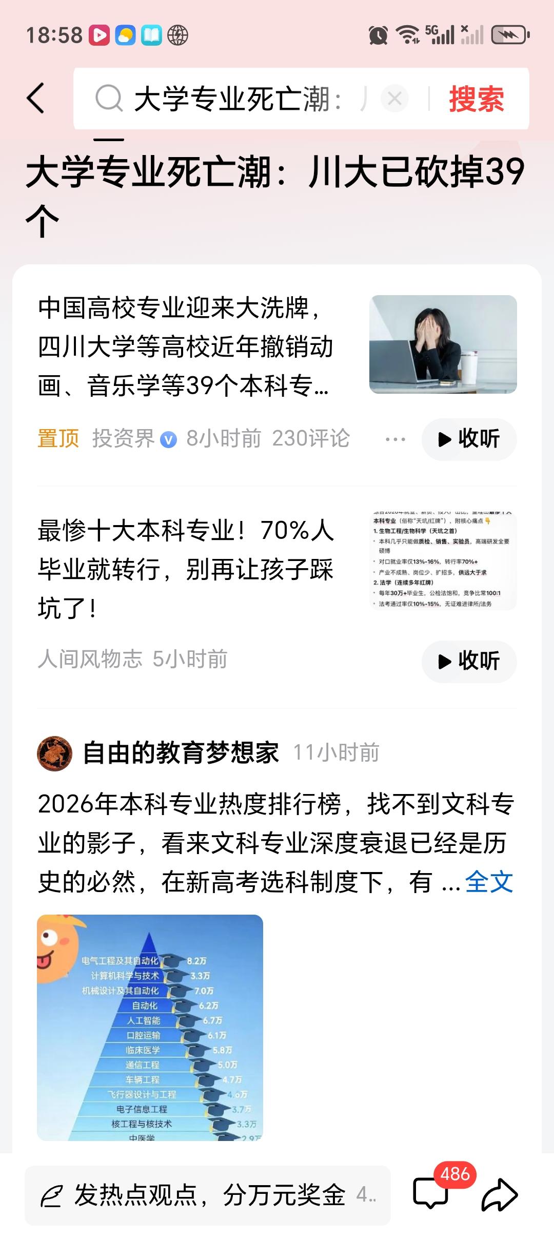 大学专业死亡潮：川大已砍掉39个川大砍掉39个本科专业，这可不是个小事，而是全