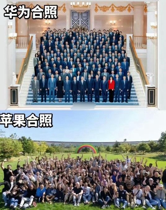 中外大厂员工合影照片对比