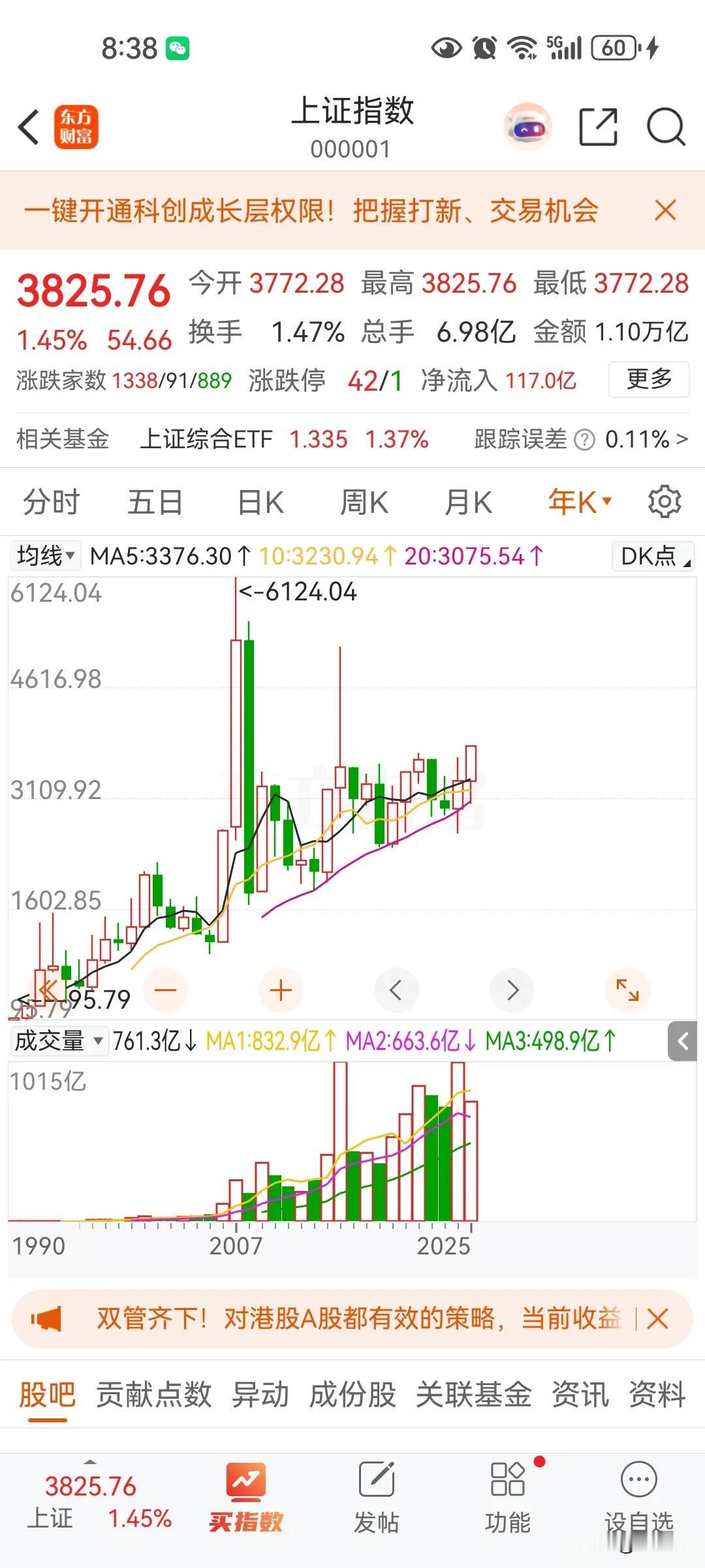 股市不管涨多少都是泡沫，因为估值太高，除了港股可以长期投资，只有银行股虽然翻了一