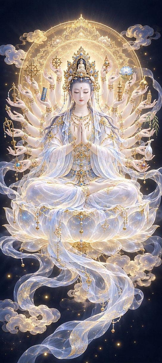 千手千眼观世音菩萨普度众生平安顺遂壁纸～心存善念佛必佑之！[祈祷][祈祷]​