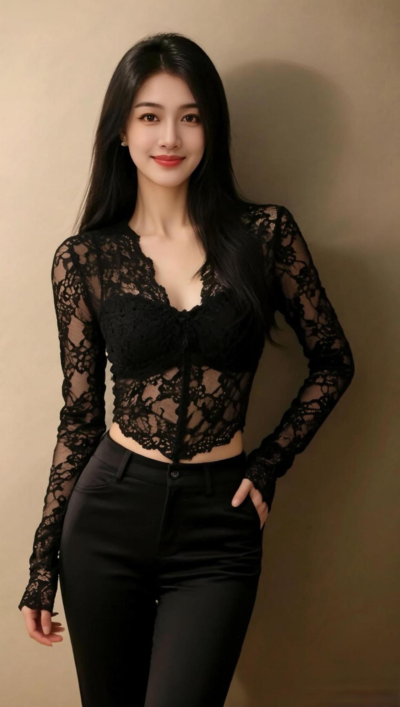蕾丝穿搭久别的人时尚大片颜值女神173cm的冰小冰