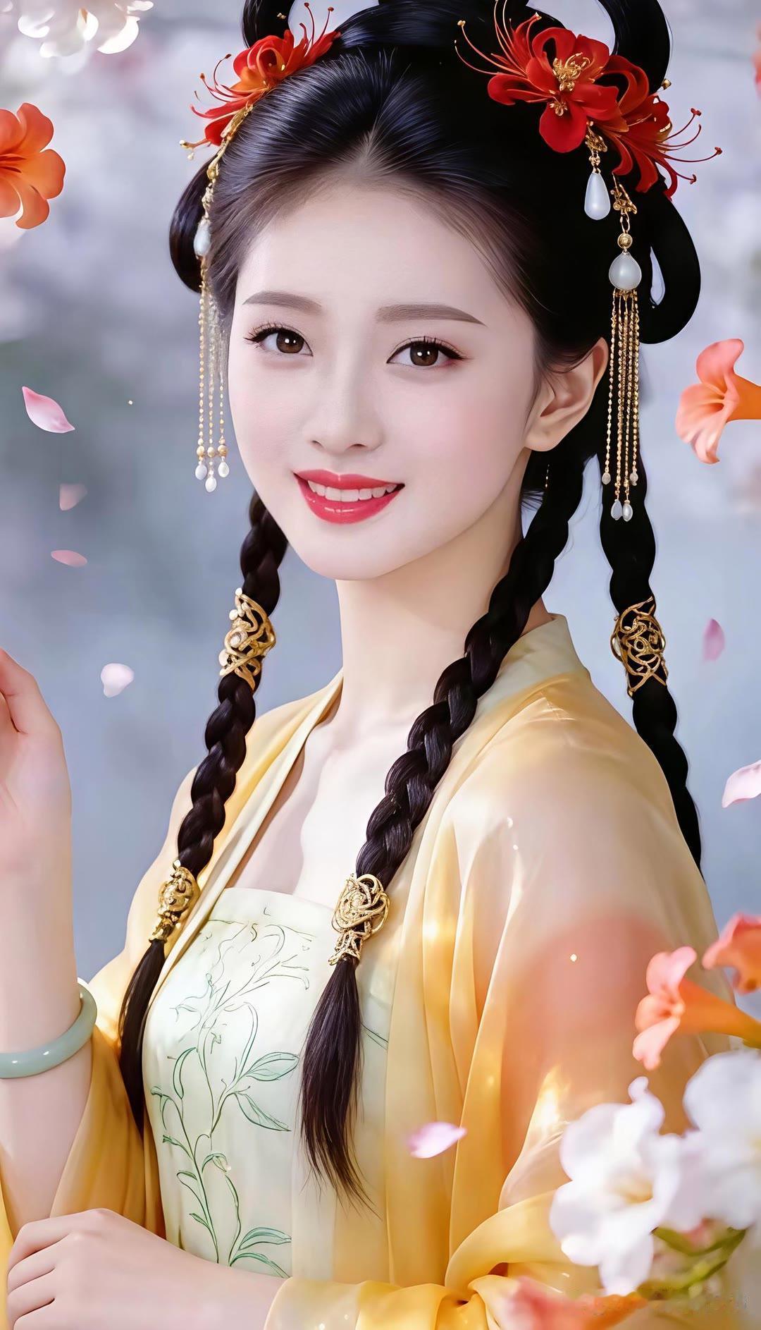 花间美人笑，玉簪映红妆。