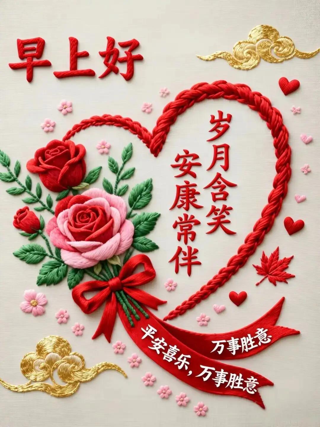 🌷愿你晨起，清风入怀，愿你生活，自在轻快。送你喜乐，时时环绕；送你