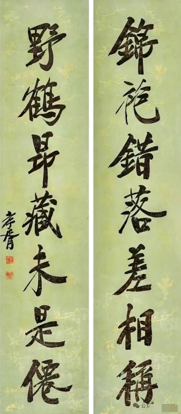 最喜欢这种入木三分的楹联书法“锦袍错落差相称，野鹤昂藏未是仙”一联，集东坡