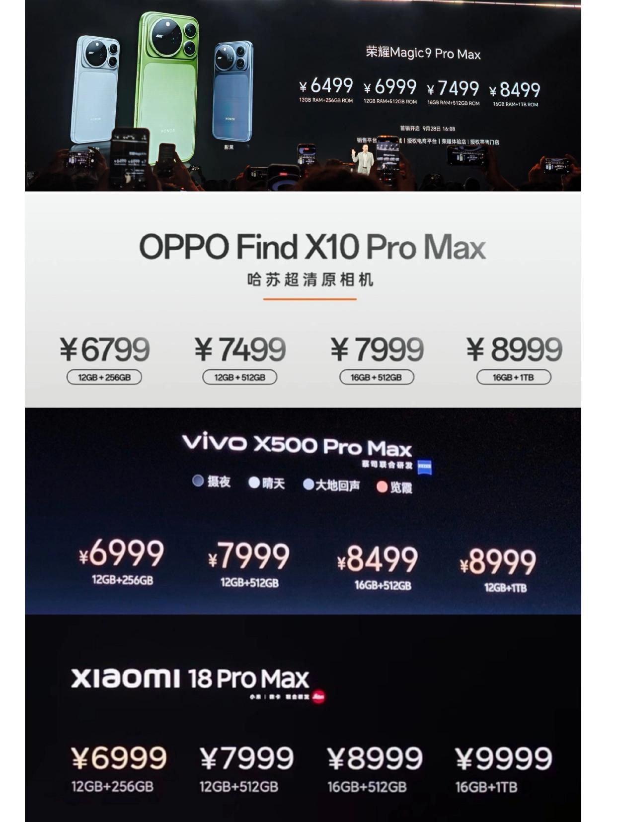国产四大ProMax价格，荣耀掀桌子了？没想到啊，荣耀Magic9ProMax