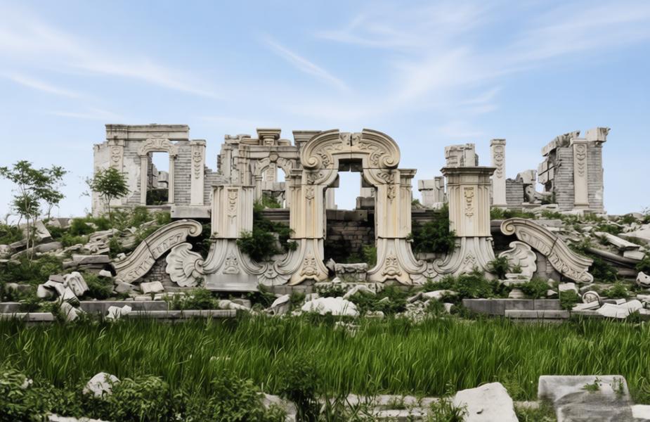 这是瑞典汉学家喜仁龙在1922年拍摄的圆明园西洋楼景区标志性建筑大水法的残迹。