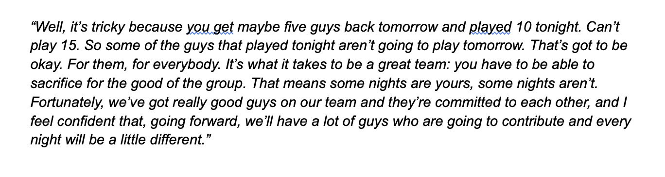 金州勇士目前库明加还没有出场。昨日科尔赛后曾说过：“毕竟明天可能会有5名球员伤