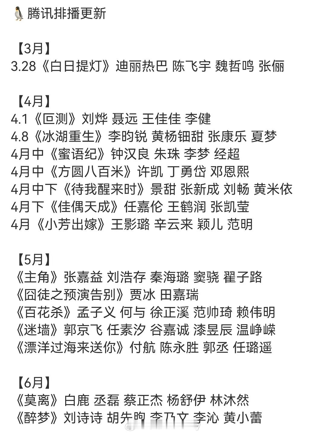 🐧腾讯排播更新