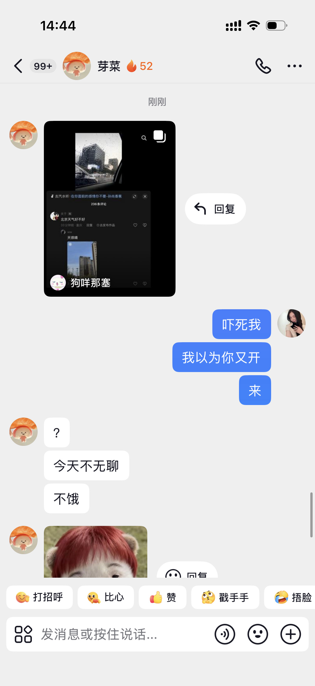 这个芽菜气死我得了…“就发给你一个单身狗看了”蒽！未来可期