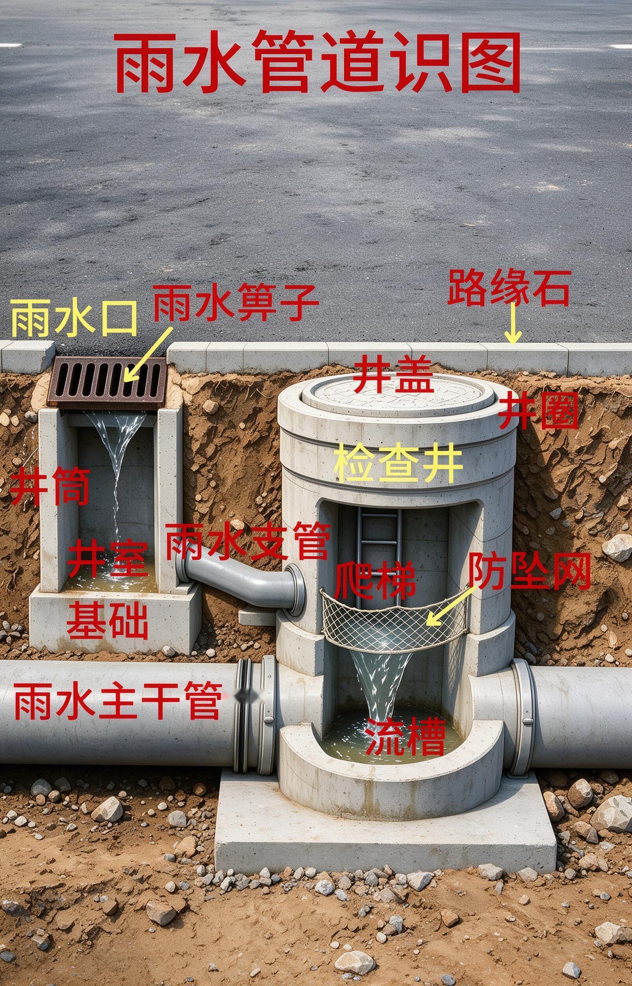 市政工程雨水管检查井工程人过街雨水支管