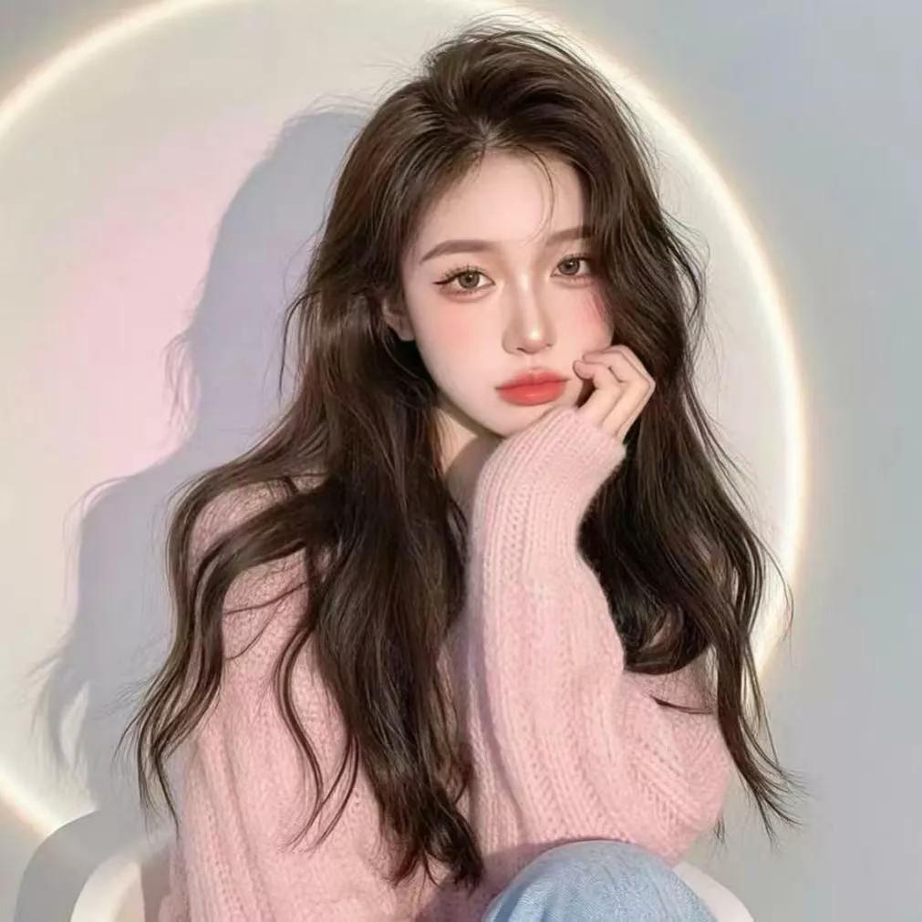 温柔长发，粉色毛衣，少女心事淡淡的粉色毛衣温柔粉色上衣暖红毛衣少女毛衣粉色