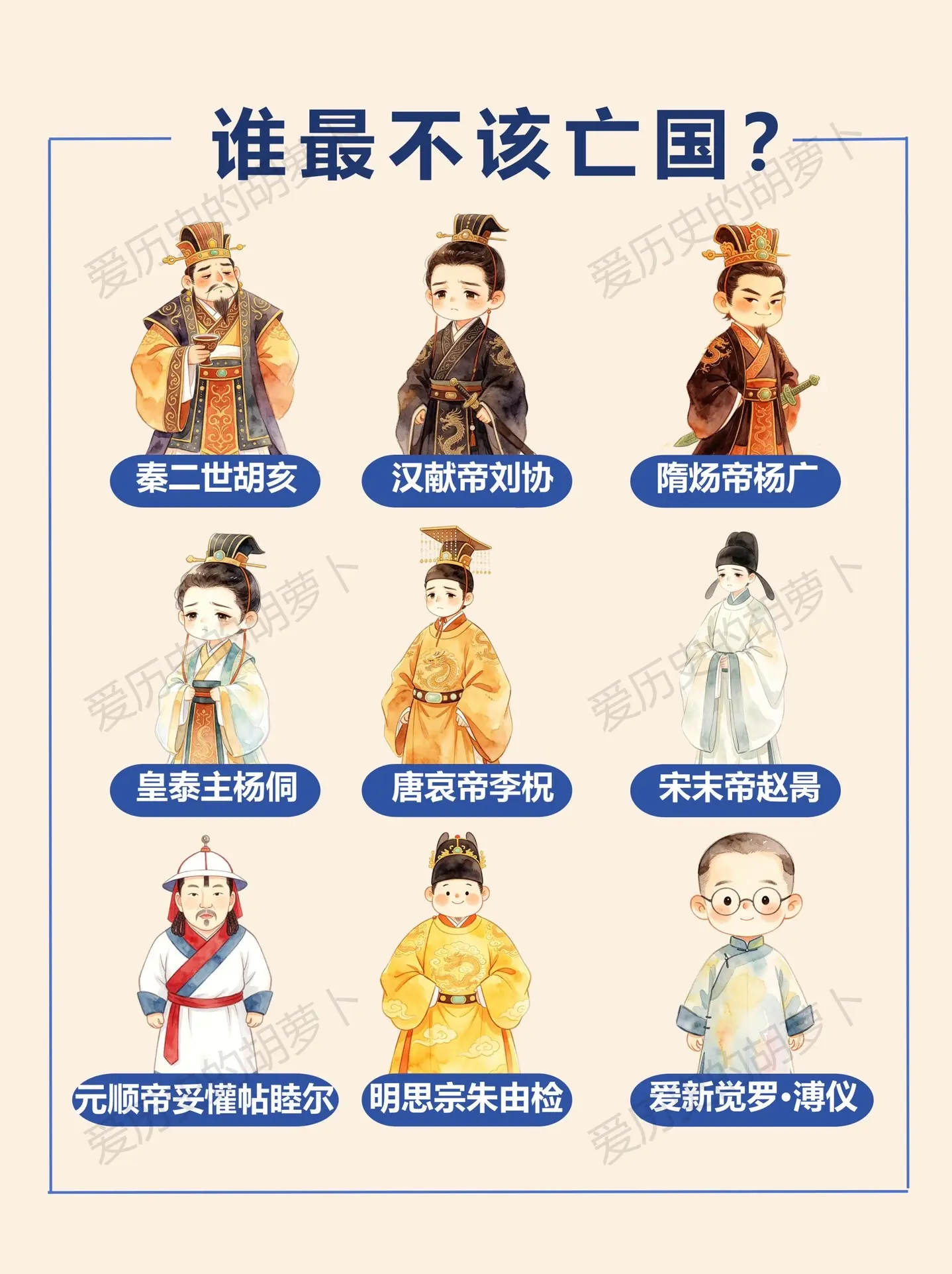 最冤的亡国之君，你猜到是谁？均正式称帝、大一统与主流割据王朝末代君主...