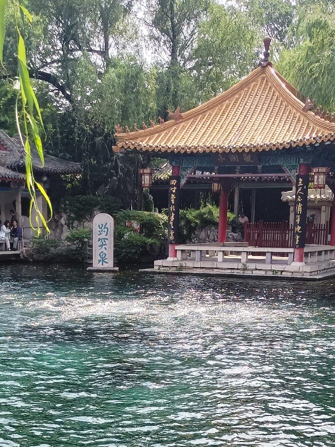 来济南，肯定得去趵突泉看看。门票四十元，我们三人花了一百二。亲家母还非要给现