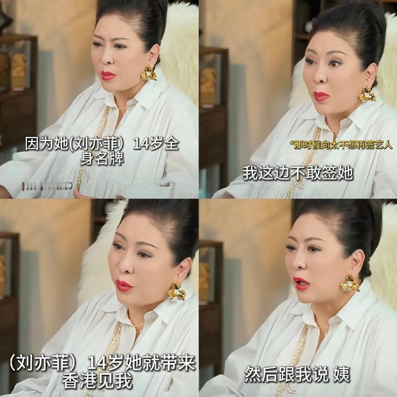 向太：“刘亦菲14岁时，她妈妈带她来见我，可我没签。当时她浑身名牌，一开口就是‘