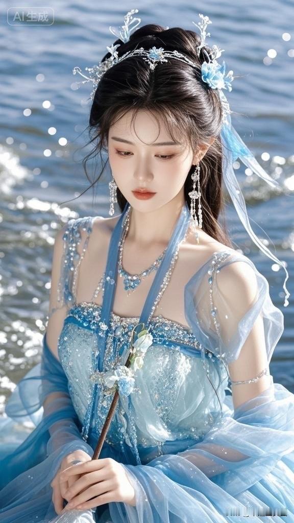 梦幻蓝纱仙子，海边的童话公主