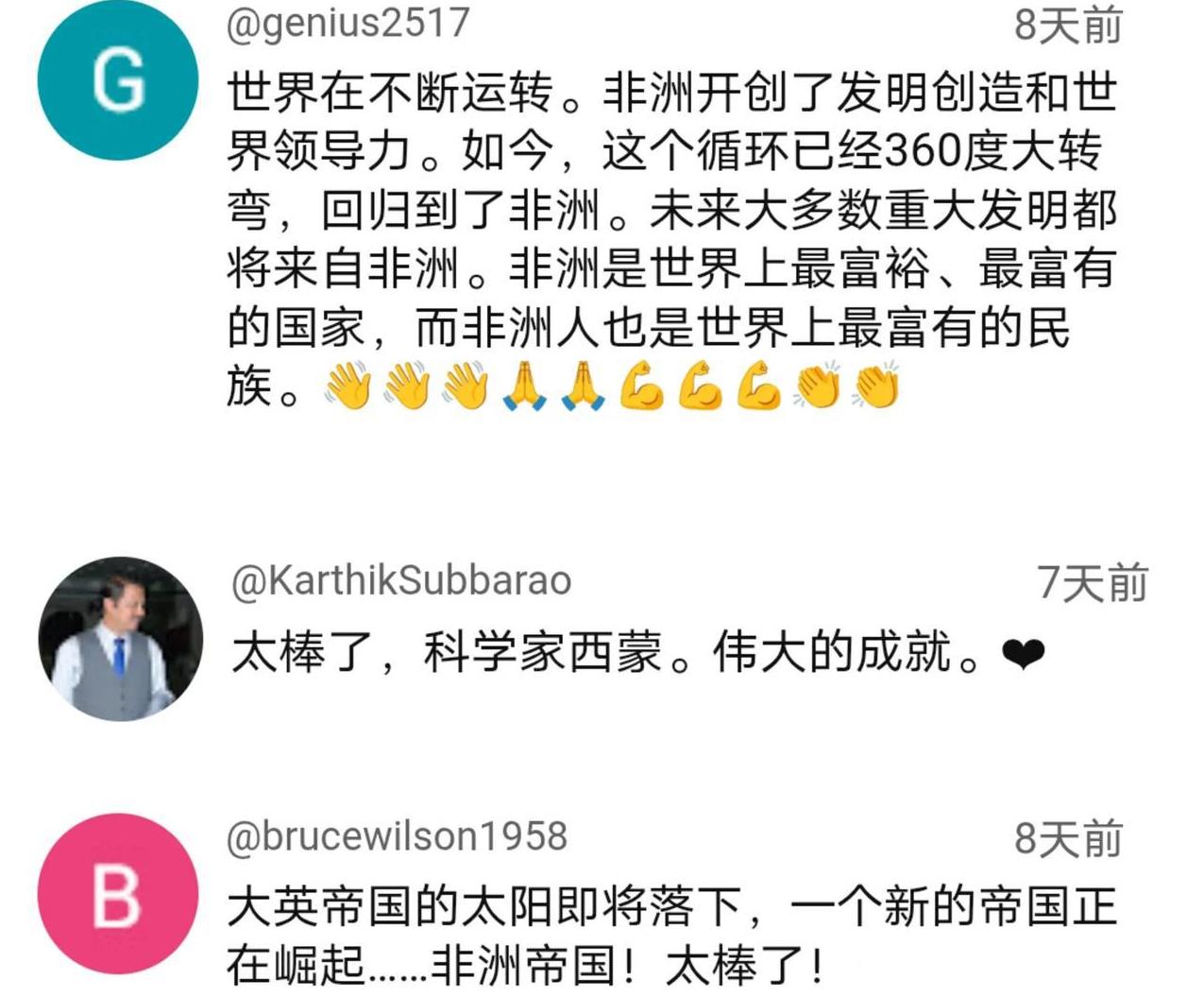 南非网友：未来多数重大发明将来自非洲，并因此一跃成为世界上最富裕的地区。除了南