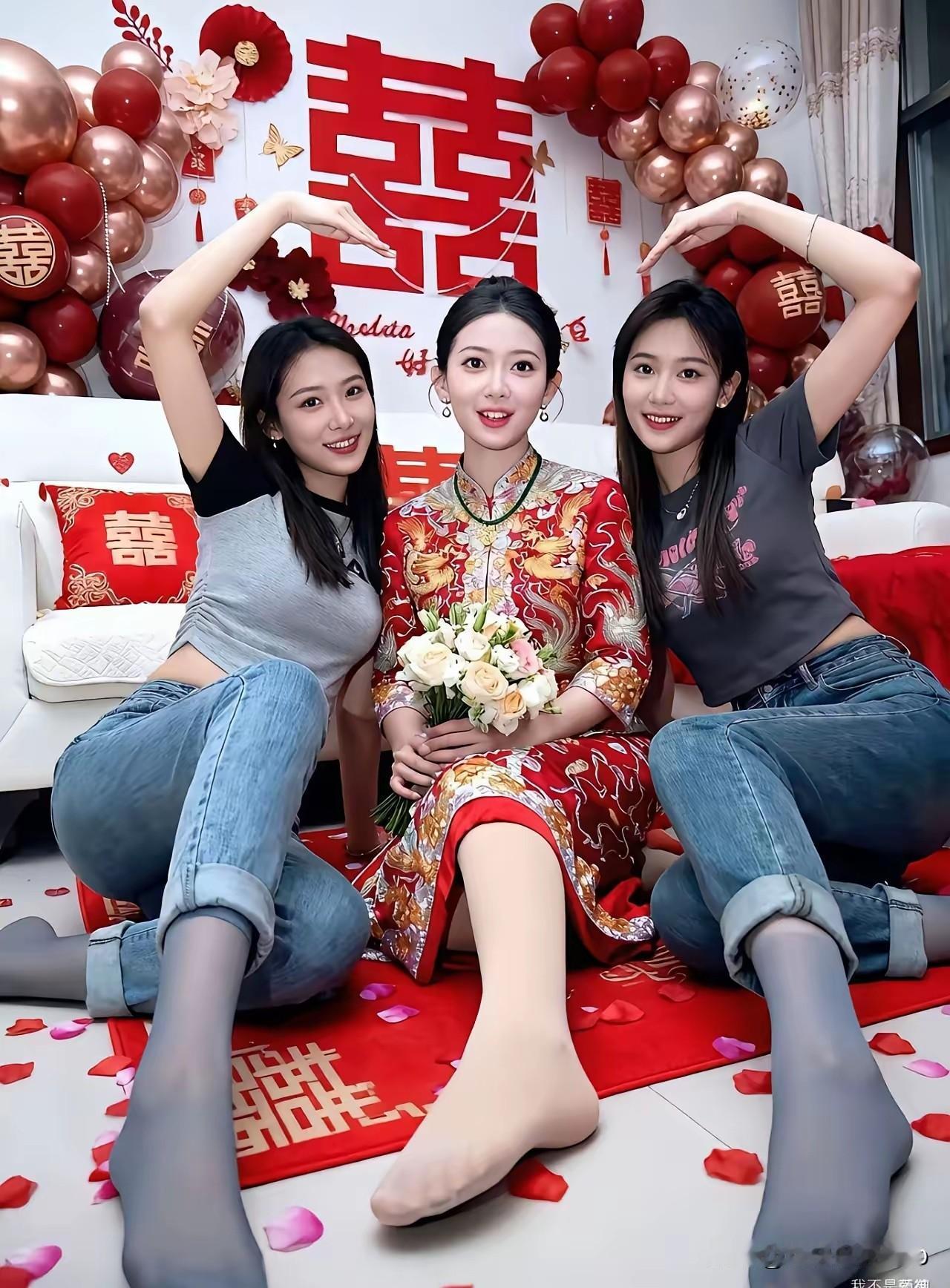 新娘子被一对双胞胎比下去了！