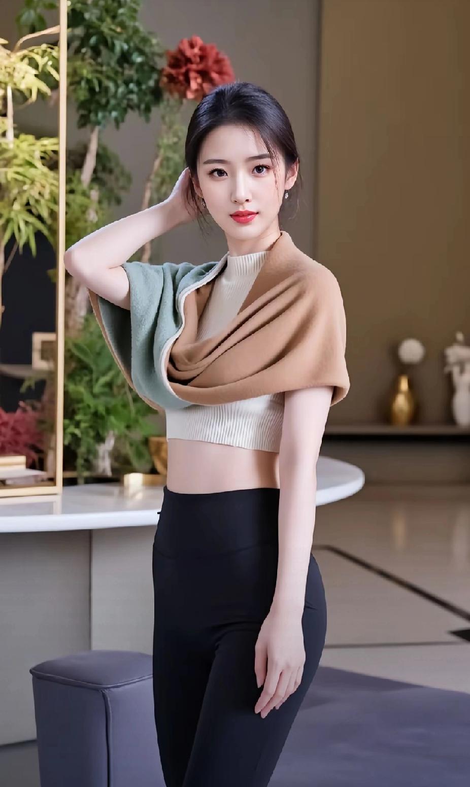 优雅气质穿搭，米色毛衣搭配黑色紧身裤，轻松展现时尚魅力！如何搭配才能穿出气质呢?