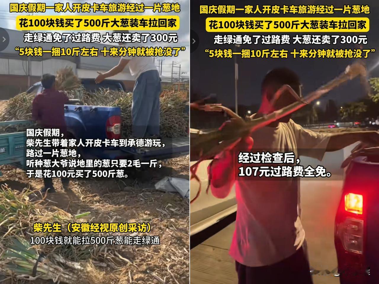“这波操作赚大发了！”北京大哥开皮卡带家人去承德玩，路过葱地听说2毛1斤