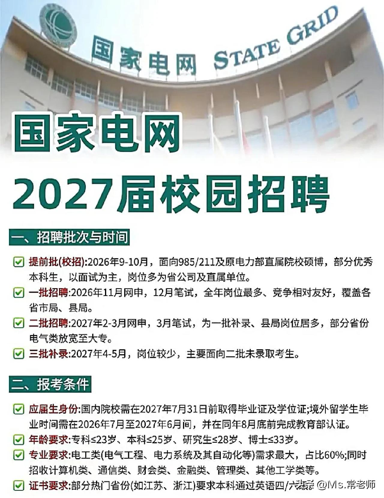 同学们，国家电网作为能源领域的头部央企，每年校招都是应届生进入体制内技术岗的重要