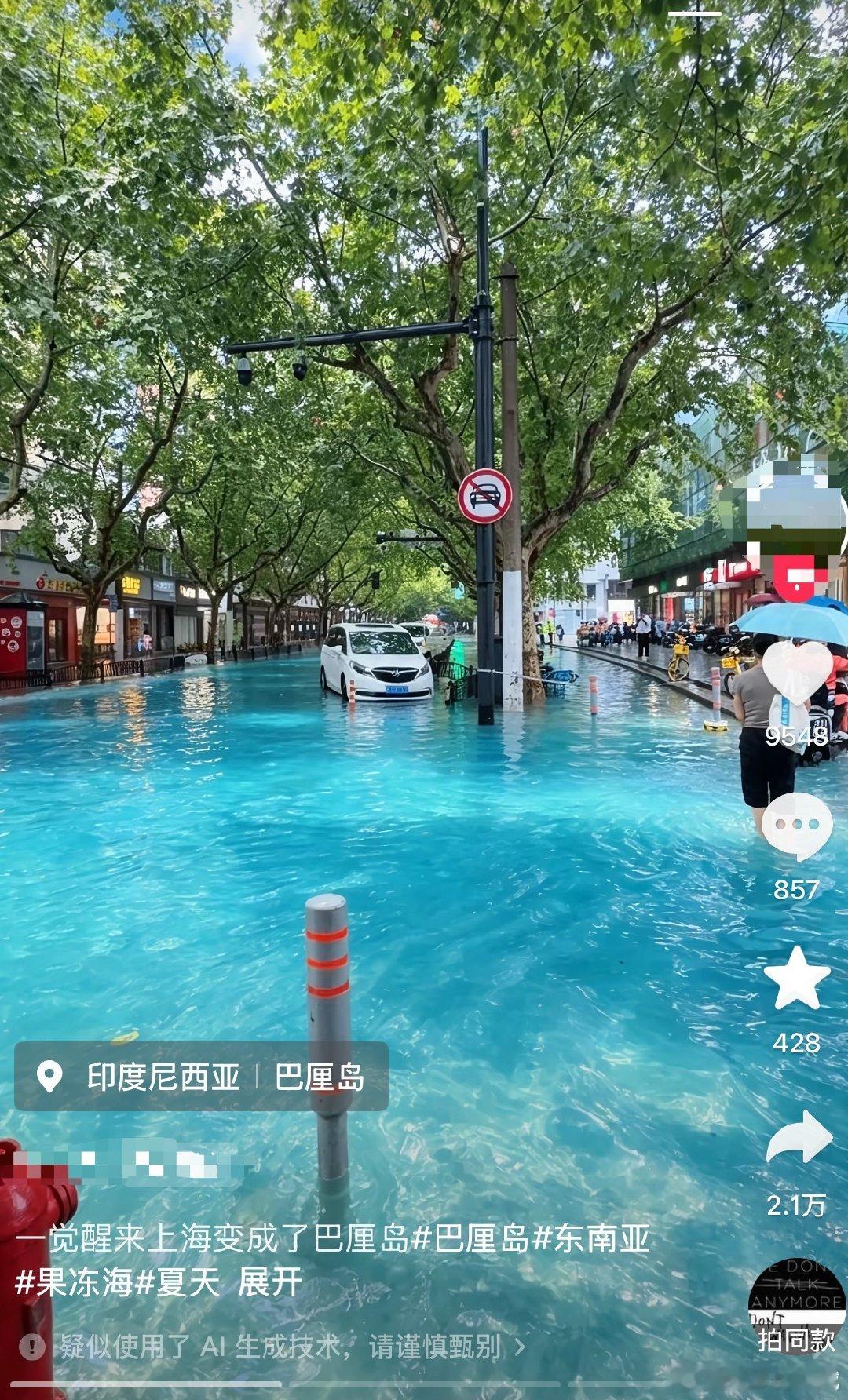 你一P我一P，网友来了都懵圈下次记得把豆包AI生成给去掉哦上海变海上上海台风