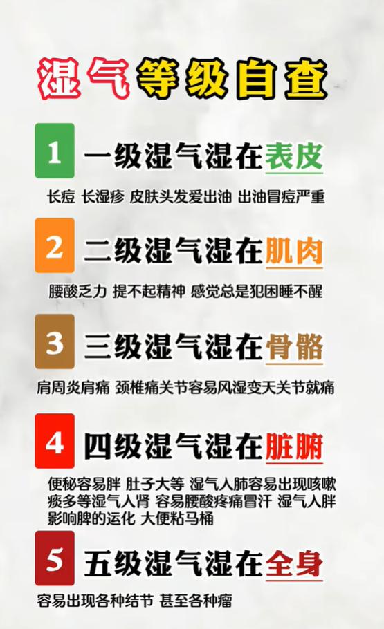 五级湿气逐层深入，出油困乏关节痛别忽视